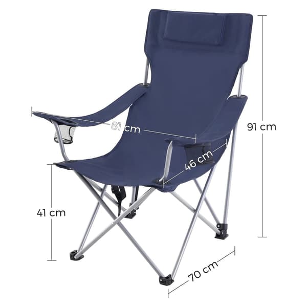 Campingstolar - Set om 2 med armstöd - Mörkblå