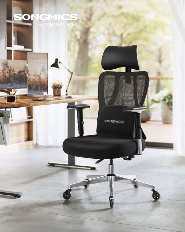 Ergonomisk kontorsstol - 1 styck - justerbart stöd - bläcksvart