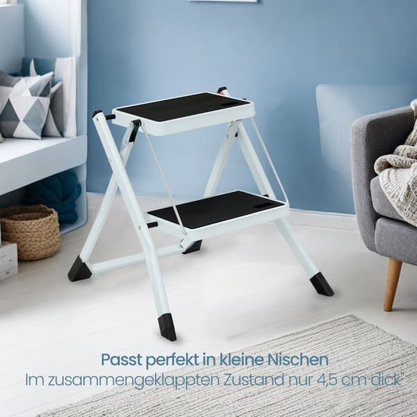 Trappestige - Sammenklappelig og stabil - Hvid-sort