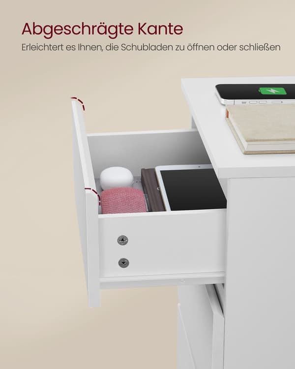 Sidebord med 2 stikkontakter til soveværelset Cloud White