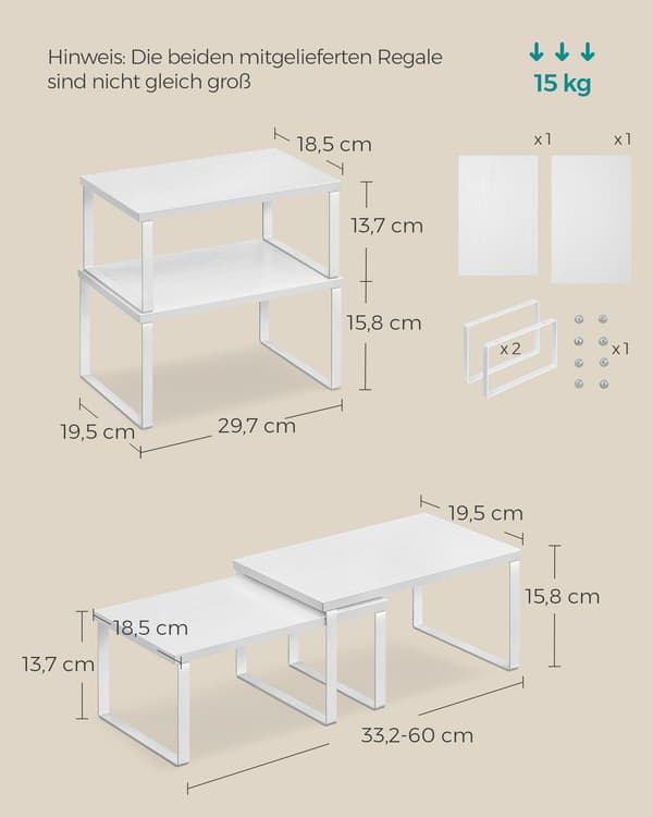 Kökshyllor stapelbara 2-pack molnvit-snövit