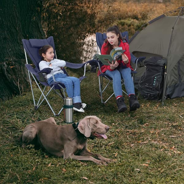 Campingstolar - Set om 2 med nackstöd - Mörkblå