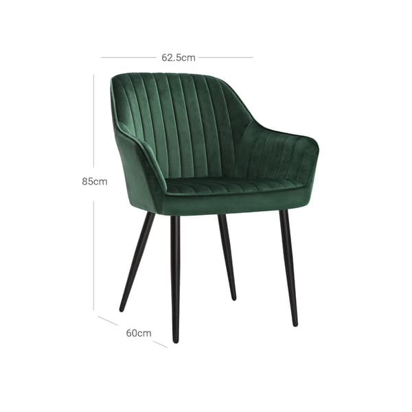 Klädd stol - Ergonomisk design - Samt - Grön