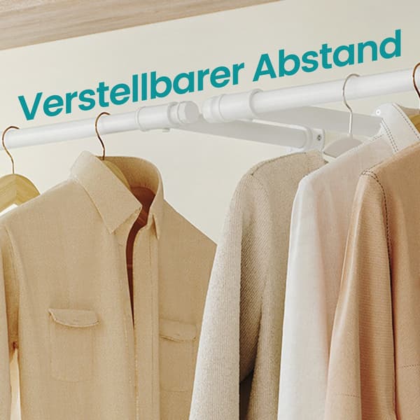 Tøjstang - vægmontering - stål - skyhvid