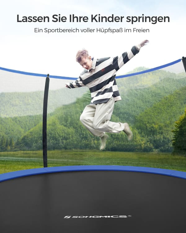 Trampolin Ø 427 cm - med indvendigt net - sortblå