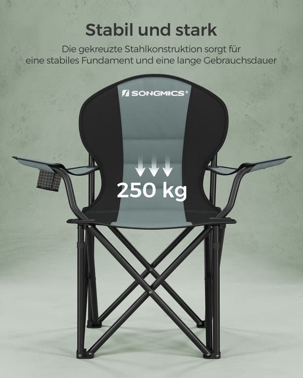 Campingstol - stoppad sits - grönsvart