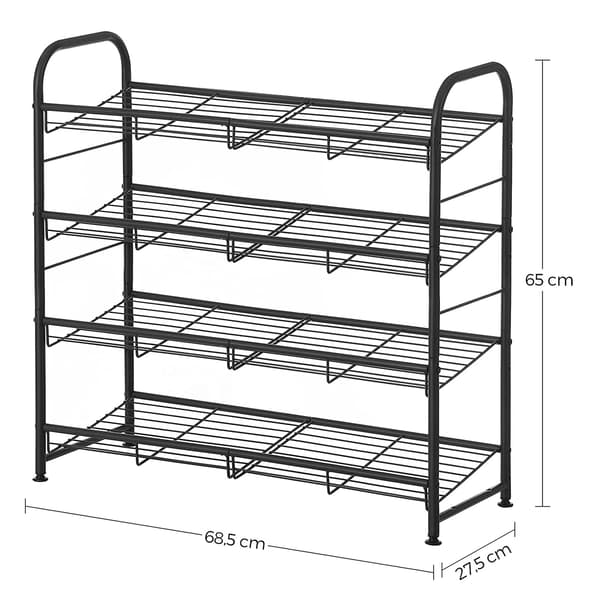 Skohylde - 4 niveauer - Stål - Sort