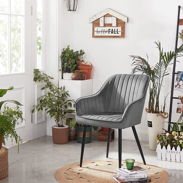 Spisestole - Ergonomisk design - Fløjlsbetræk - Lys grå-sort