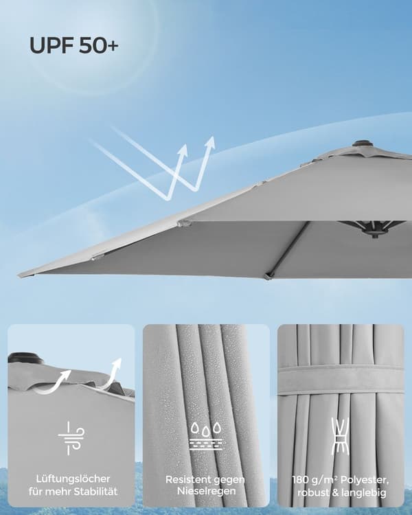 Fritstående parasol - 360° drejelig - Grå