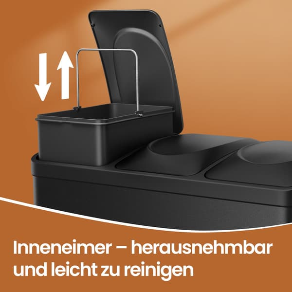 Affaldsbeholder med 3 rum - Affaldssorteringssystem - Sort
