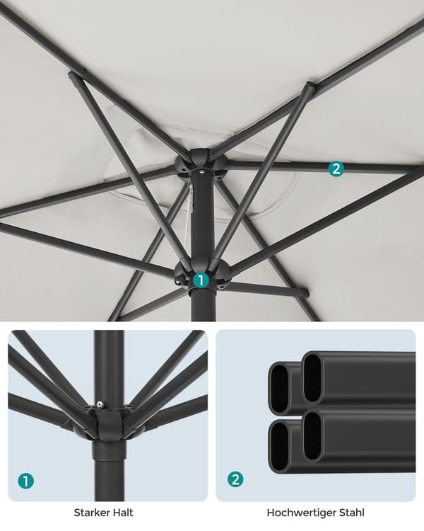 Rektangulær balkonparasol - 200 x 150 cm - beige