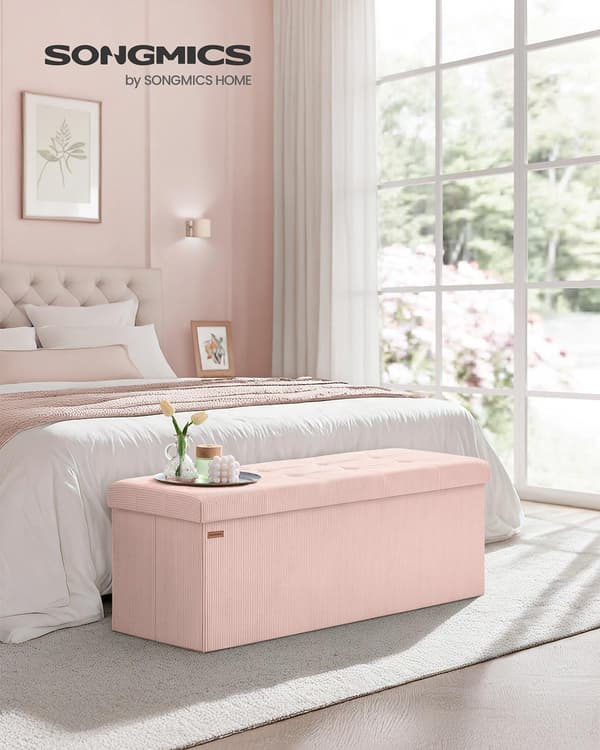 Opbevaringsbænk - foldbart design - pastelrosa