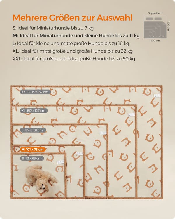 Hundetæppe - vandtæt - til miniaturehunde - beige