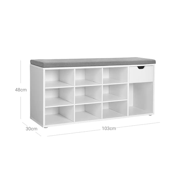 Skobänk - Bekväm vadderad sits - Kompakt design - Vit och grå