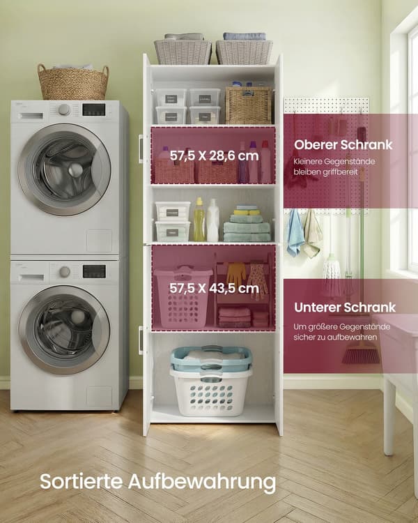 Kast - multifunctioneel - 4 deuren en 5 planken - sneeuwwit