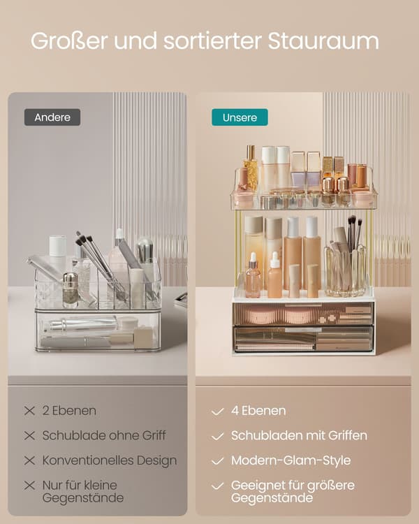 Makeup-organisator - 4 niveauer - gennemsigtig