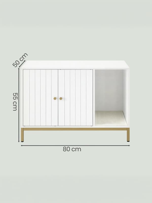 Kattlåda - 80 x 50 x 55 cm - för katter - Vitguld