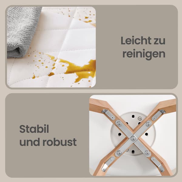 Matstolar - Set om 4 - PU-läder - Bokben - Vit