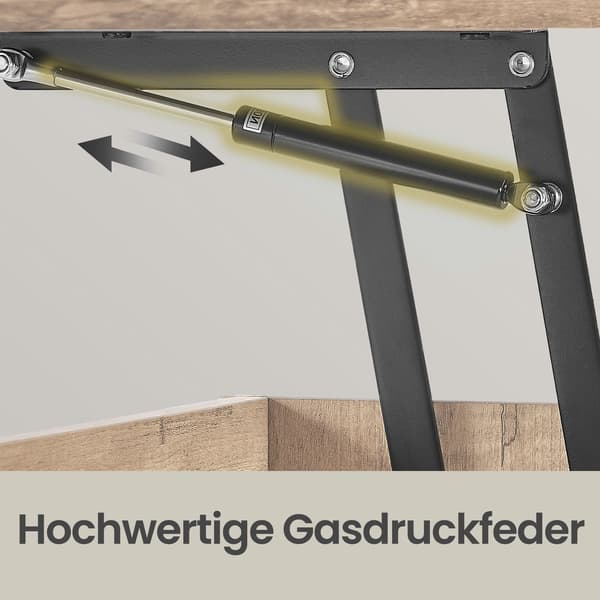 Soffbord - Höjdjusterbart - Dolt förvaringsfack - Kamelbrun-Svart