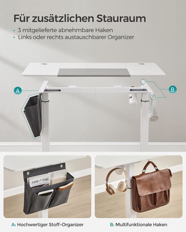Höjdjusterbart skrivbord - elektriskt - vit-duvgrått