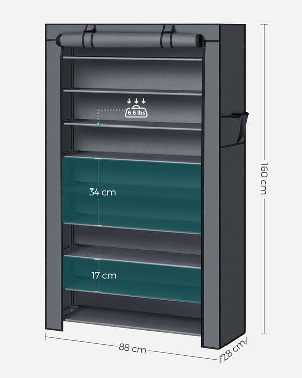 Skohylla - med lock - 88 cm - grå