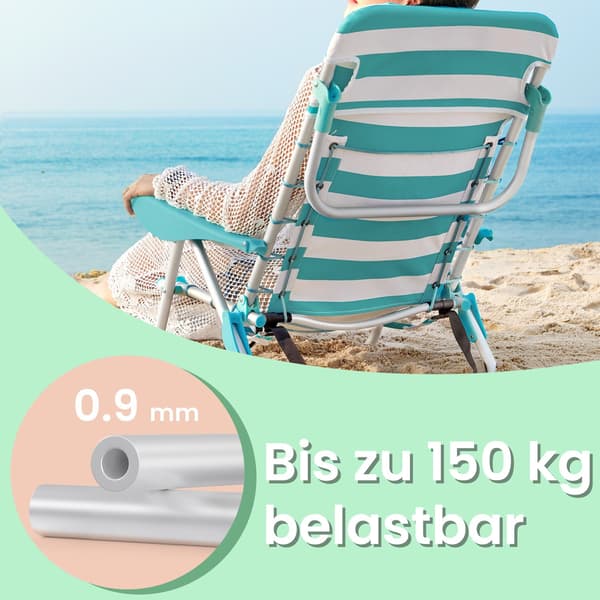 Hopfällbar strandstol - Lätt och kompakt - Grönvit