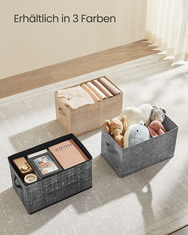 Opbevaringskasser sæt med 3 - Pladsbesparende - Sandbeige