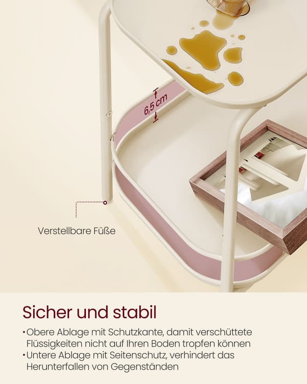 Sidebord med 2 niveauer - moderne - cremehvid