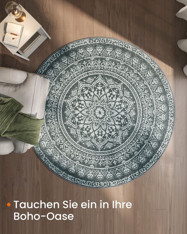 Rund matta i boho-stil 160 cm antracitgrå