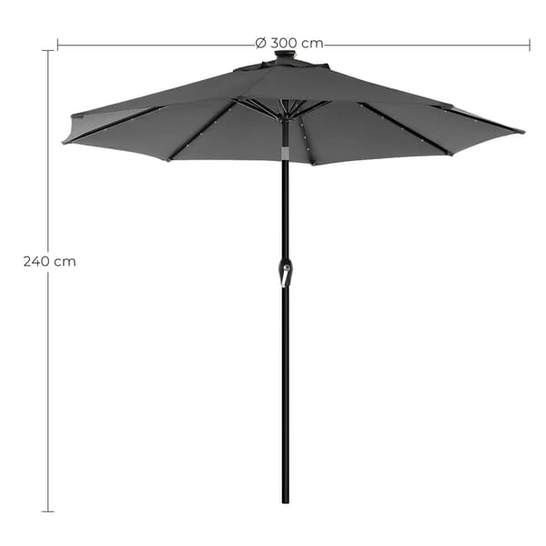 Parasol med LED-belysning - grå