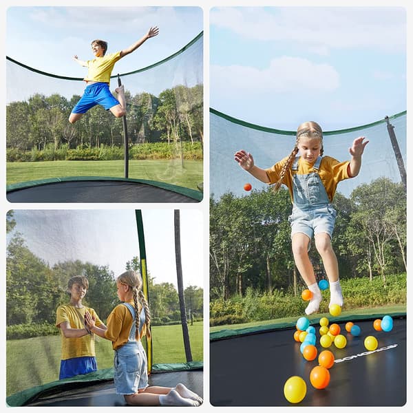 Rund trampolin - Sikkerhedsnet - Ø 366 cm - Grøn/Sort