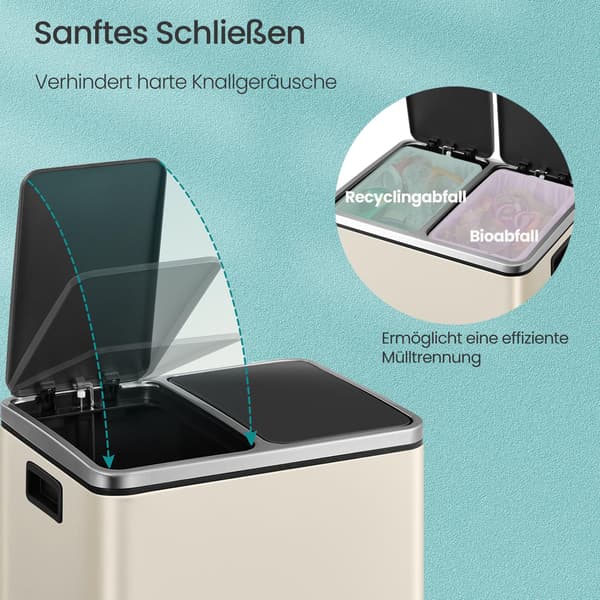 Affaldsbeholder - 2-rums affaldssorteringssystem - Beige-sort