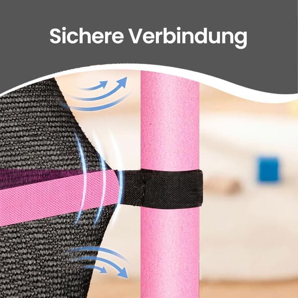 Barntrampolin - 174 cm - Säkerhetsnät - Kantskydd - Rosa