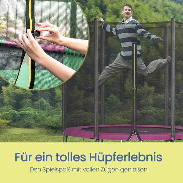 Trampolin 183 cm - Havetrampolin med sikkerhedsnet - Lyserød