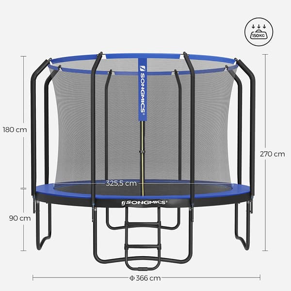 Trampolin - Med sikkerhedsnet og stige - Mørkeblå