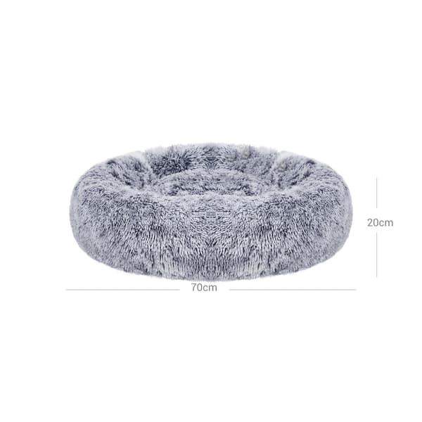 Hundeseng - Donutformet - Blød plys - Grå