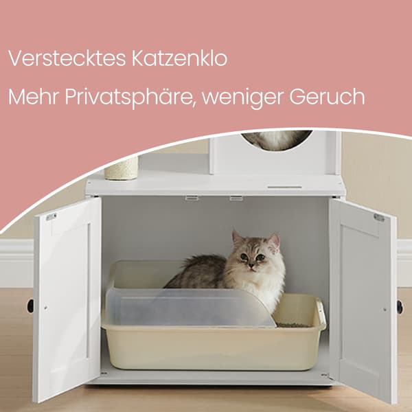Klösträ med kattlåda - 2-i-1-design - Cloud White