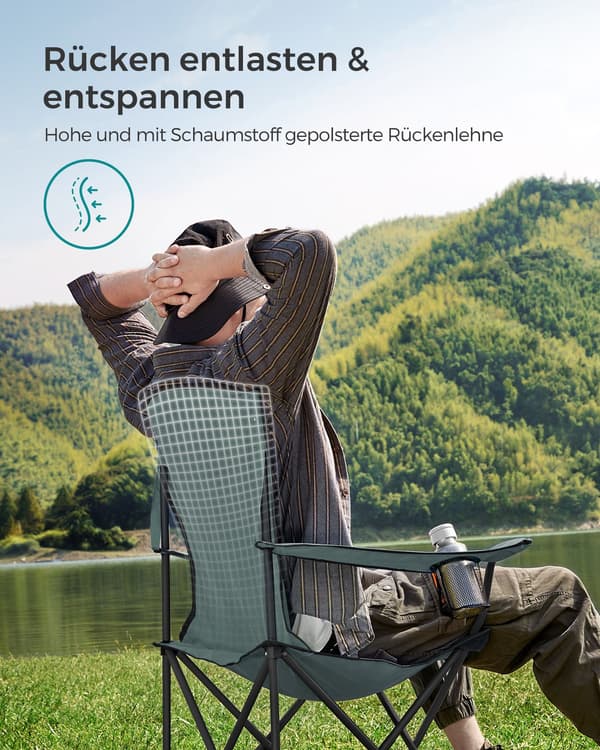 Campingstol - stoppad sits - grönsvart