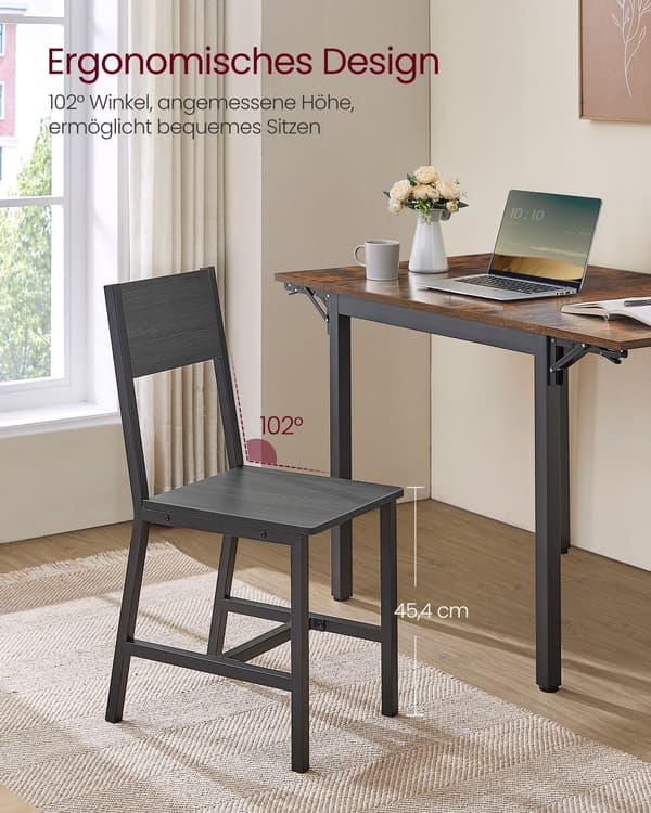 Matstolar Set om 2 - Modern Design - Antracitgrå-Bläcksvart