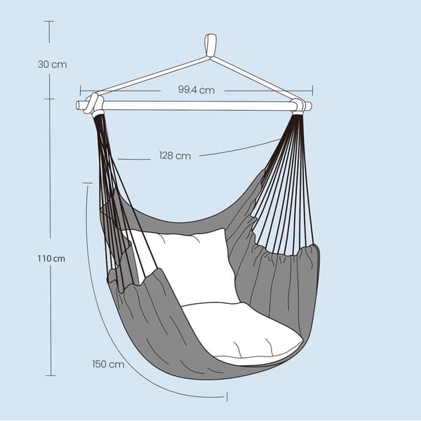 Riipputuoli - Boho-tyyli, 2 tyynyä - Kermanvalkoinen