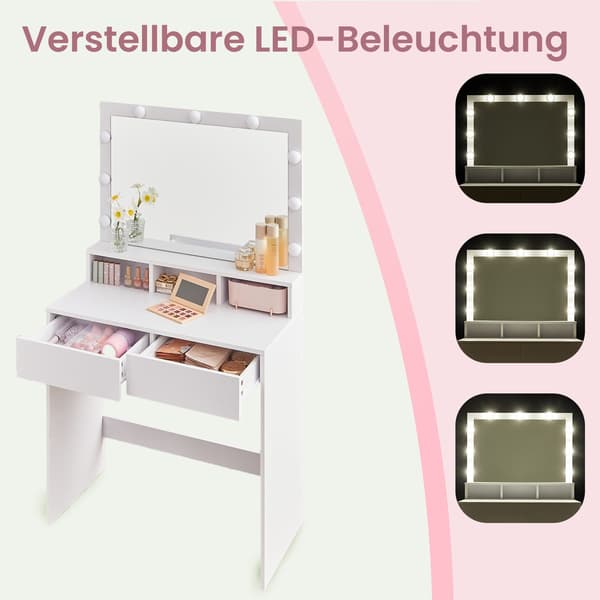 Toiletbord med LED-belysning - Makeupbord - Cloud white
