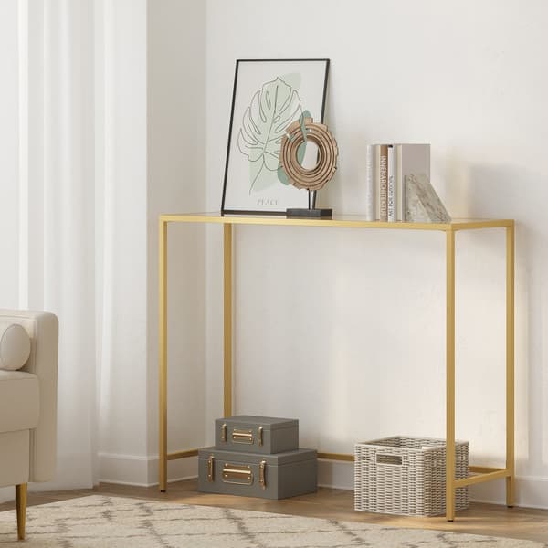 Konsolbord - Elegant design - Glas och stål - Guldtransparent