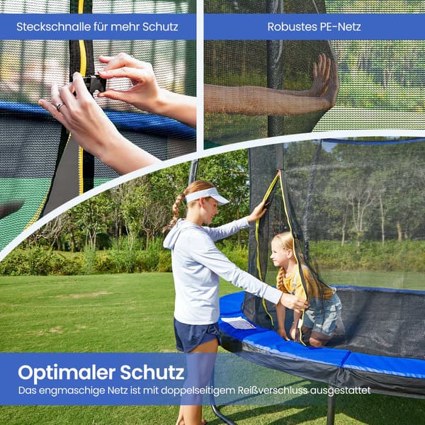 Trampolin 305 cm - Havetrampolin med sikkerhedsnet - sortblå