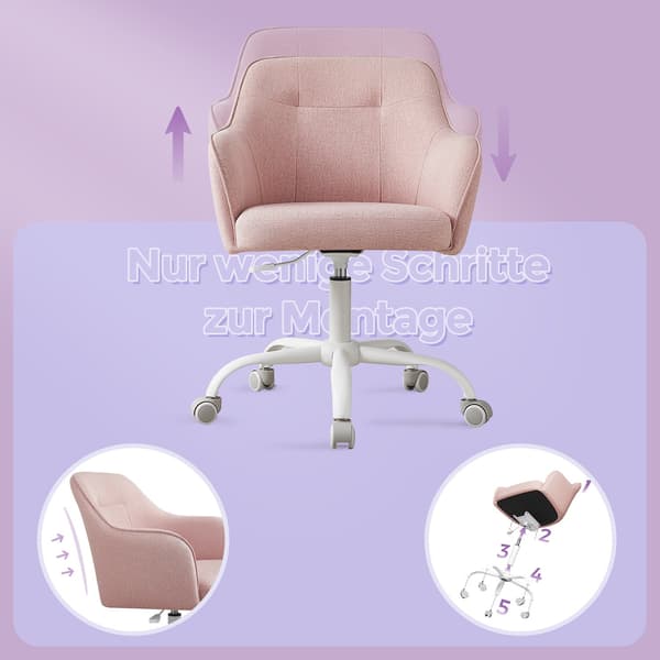 Kontorstol - Ergonomisk med drejefunktion - Pastelrosa