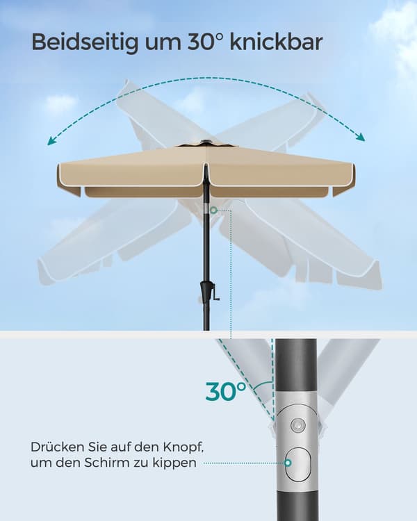 Balkonparasol - rektangulær - 200 x 150 cm - taupe