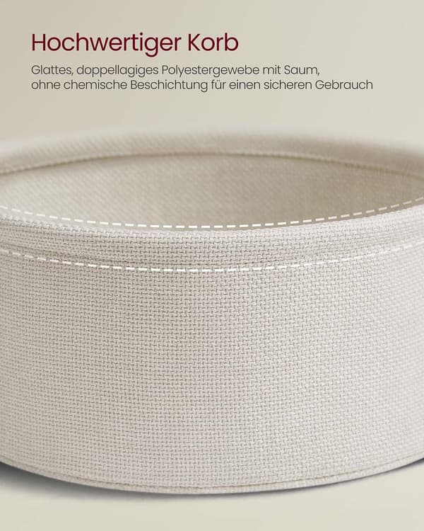 Runt soffbord med tygkorg - 75 cm diameter - Beige-krämvit