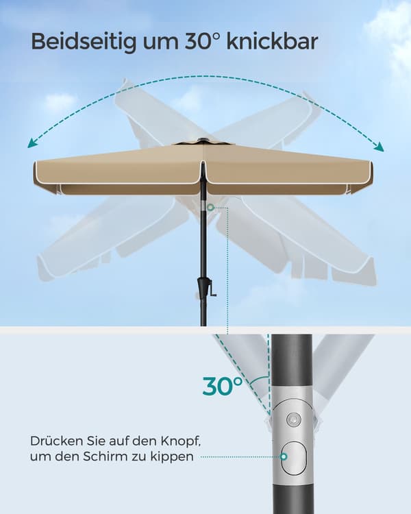 Rektangulær balkonparasol - uden stativ - taupe