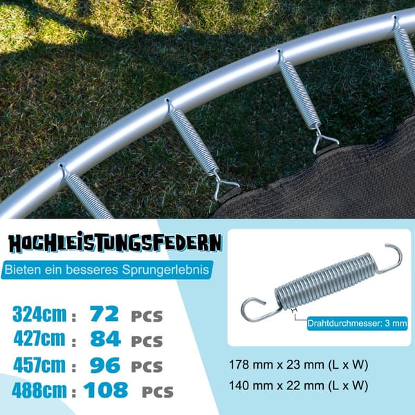 Utomhusstudsmatta - Diameter Trädgårdstrampolin Svart + - 366 cm - Blå
