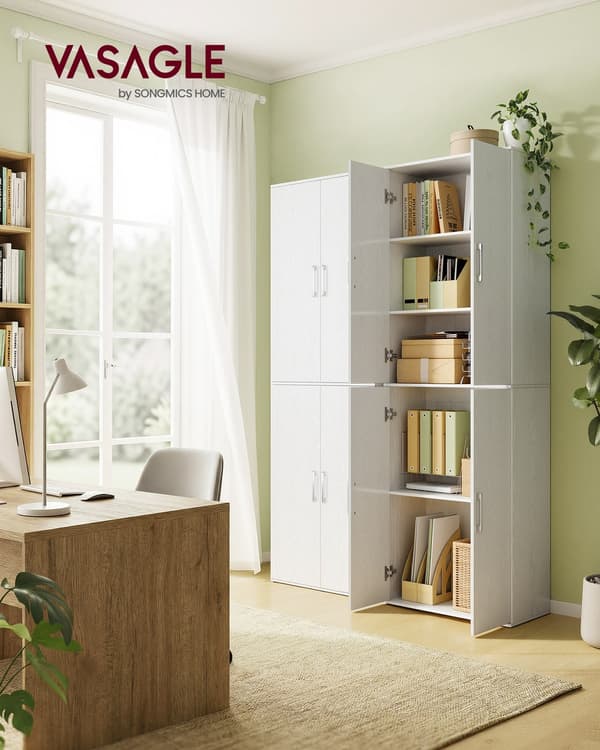Kast - multifunctioneel - 4 deuren en 5 planken - sneeuwwit