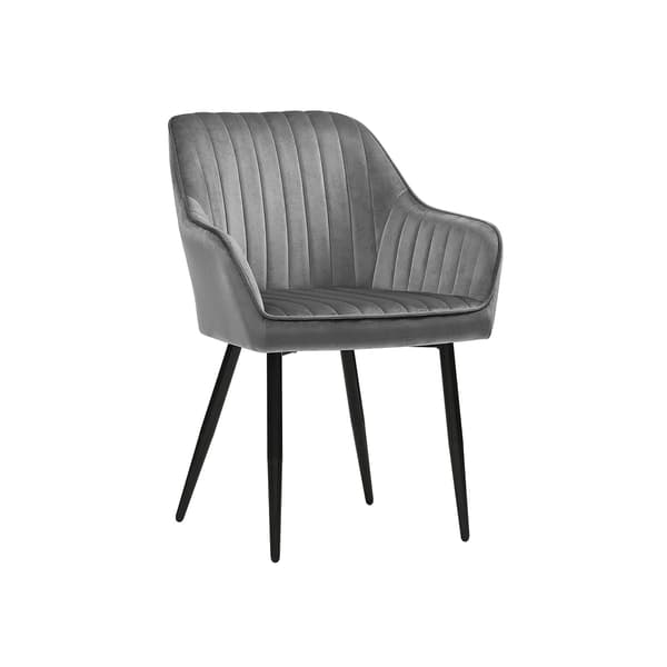Spisestole - Ergonomisk design - Fløjlsbetræk - Lys grå-sort